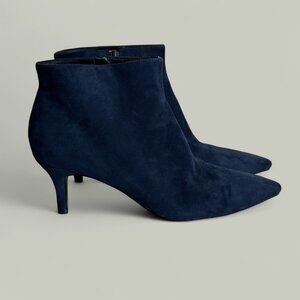 NIB Aerosoles Epigram Navy Blue Suede Ankle Boot Woman's sz11 Kitten Heel
